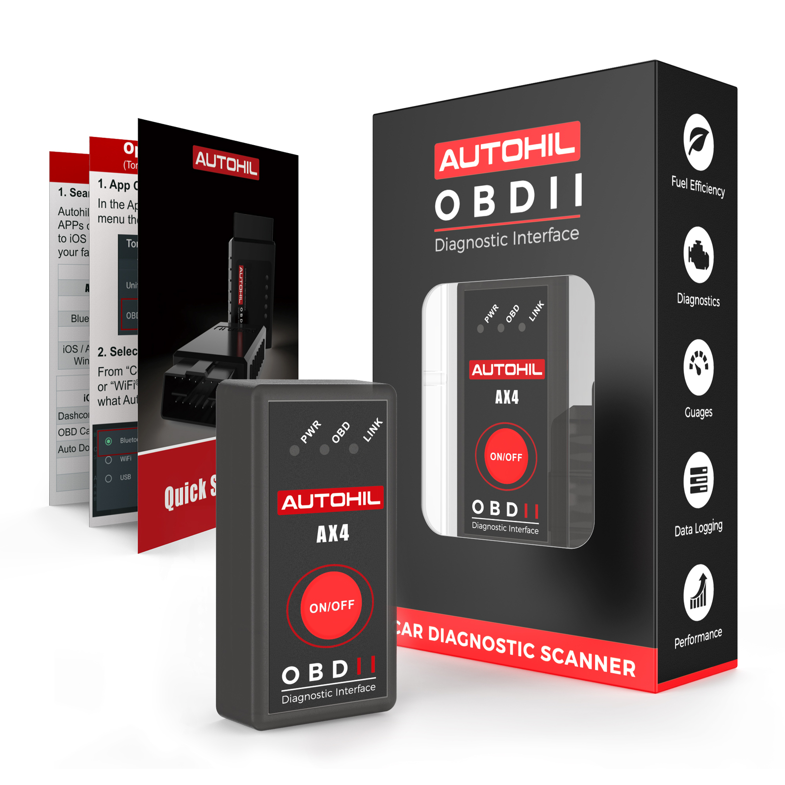 Autohil AX4 OBD2 Bluetooth Scan Tool For iOS and Android